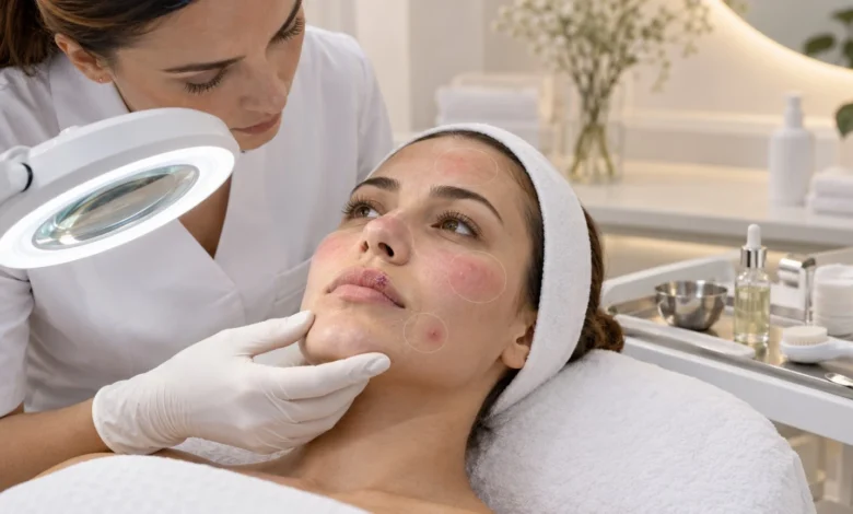 بررسی پوست پیش از فیشیال در صورت وجود التهاب و ضایعات پوستی