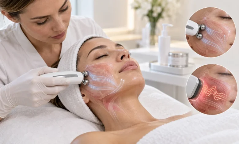 اجرای میکروکارنت صورت در فیشیال با نمایش مسیر تحریک عضلات و بافت صورت