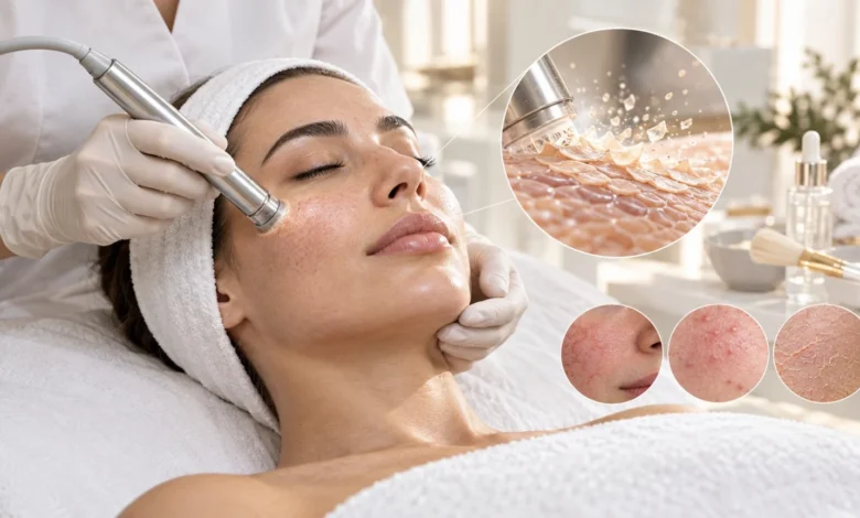 میکرودرم ابریژن صورت با دستگاه نوک الماسی