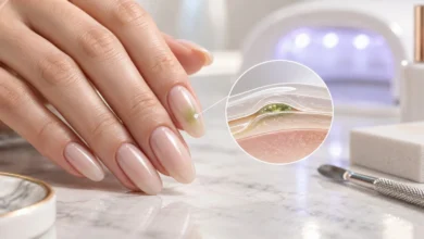 تغییر رنگ سبز ناخن زیر ژل یا کاشت