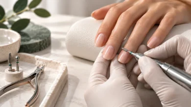 مانیکور روسی با سوهان برقی روی ناخن