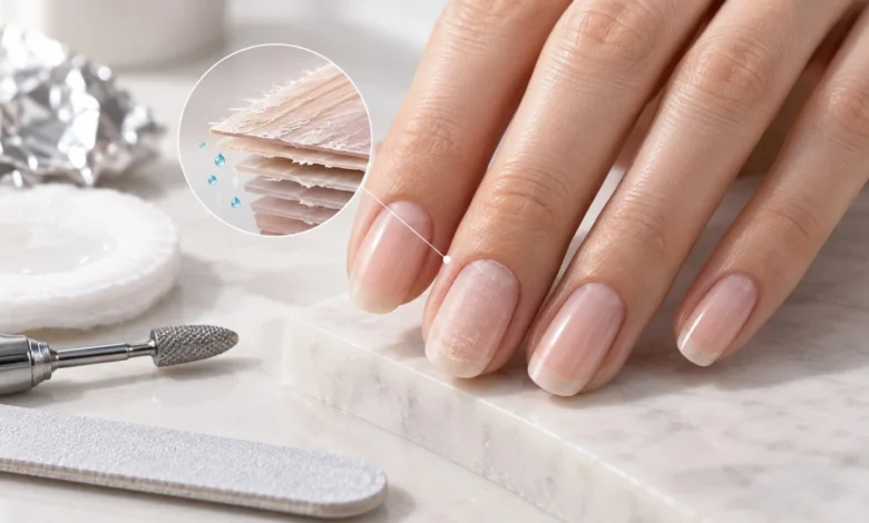 ناخن نازک و لایه‌لایه پس از ریموو ژل